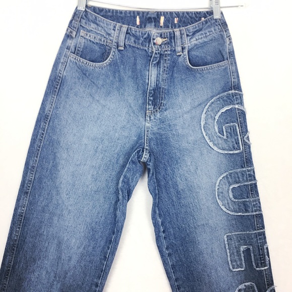 Guess Vintage High Rise Straight Denim Blue Jeans - Picture 4 of 8